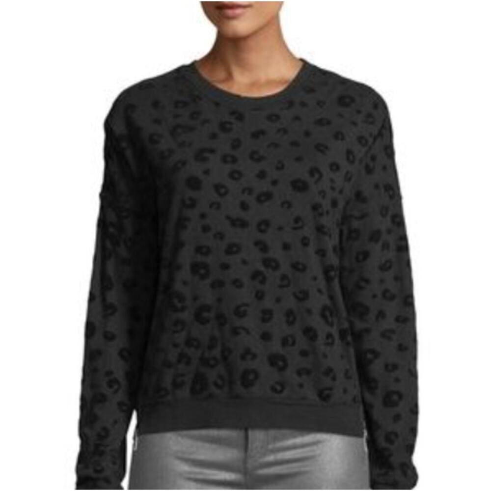 Rails Marlo Black Leopard Jacquard Side Zip Sweater Size Small